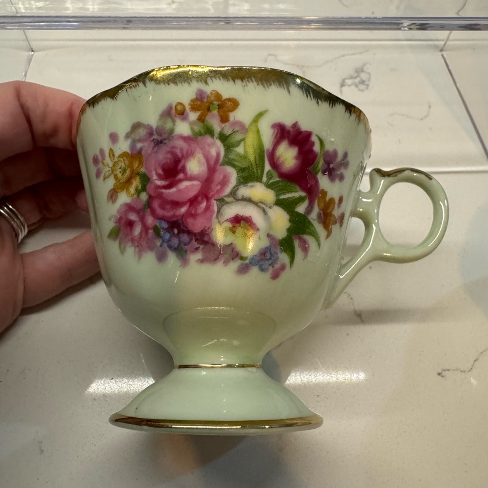 Floral Teacup with Gold Trim